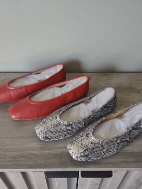 Corso Como padded leather flats - red flats - snake print flats - EUC - size 8